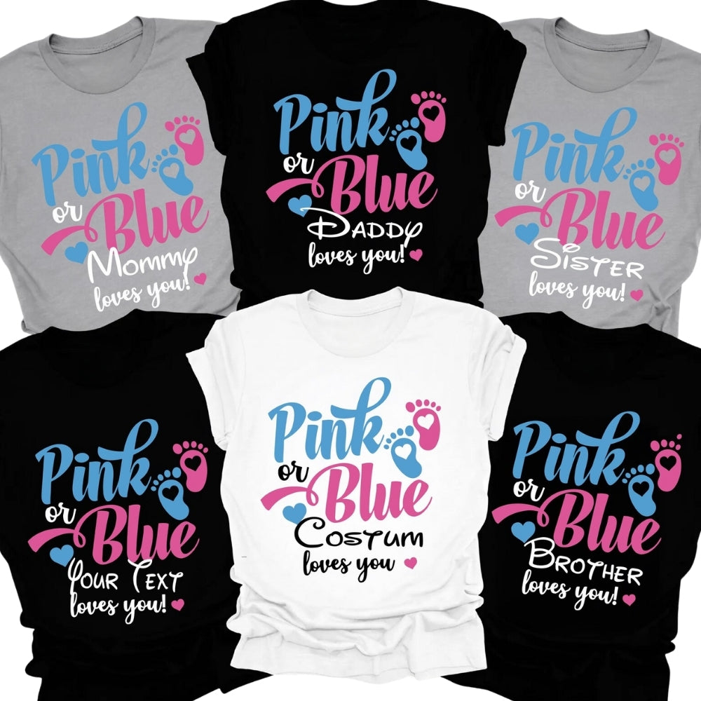 Pink Or Blue Gender Reveal Matching Family T Shirts, Matching Family Shirts For Baby Shower ET0411