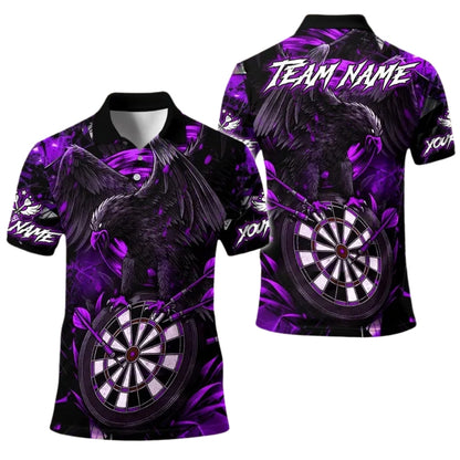 Custom Black And Red Crow Darts Men's Polo Shirts, Custom Crow Darts Team Shirts DE0041