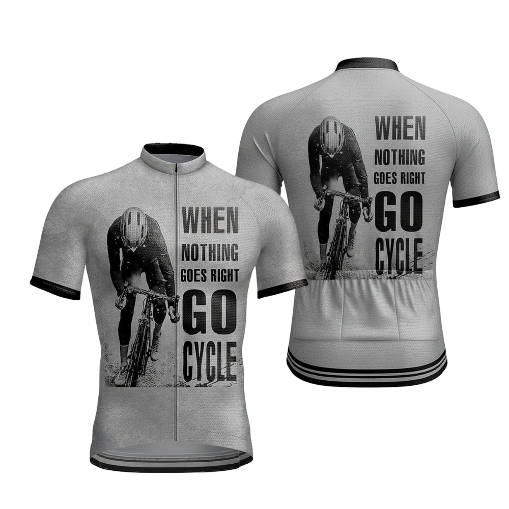 When Nothing Goes Right Go Cycle Men's Short Sleeve Cycling Jersey, Khaki Cycling Jersey For Men CZ0146