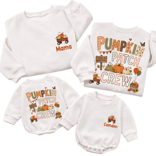 Custom Pumpkin Patch Crew Family Sweatshirt Matching, Personalized Thanksgiving Family Sweatshirt ET1609