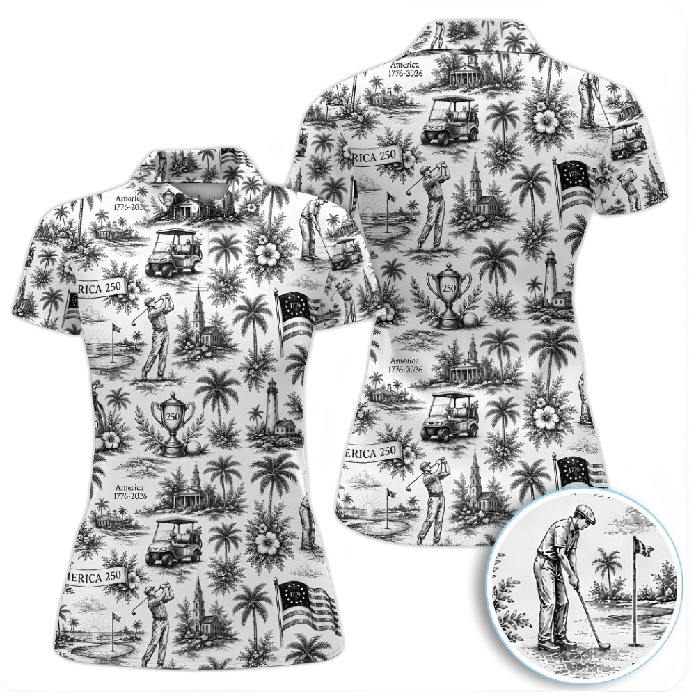 Women's Vintage 250th Anniversary Golf Polo Shirt, 4th Of July Golf Shirts For Ladies GZ0265