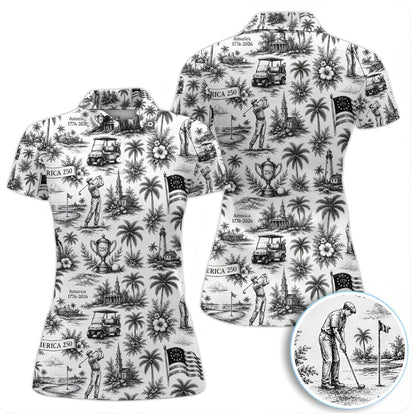 Women's Vintage 250th Anniversary Golf Polo Shirt, 4th Of July Golf Shirts For Ladies GZ0265