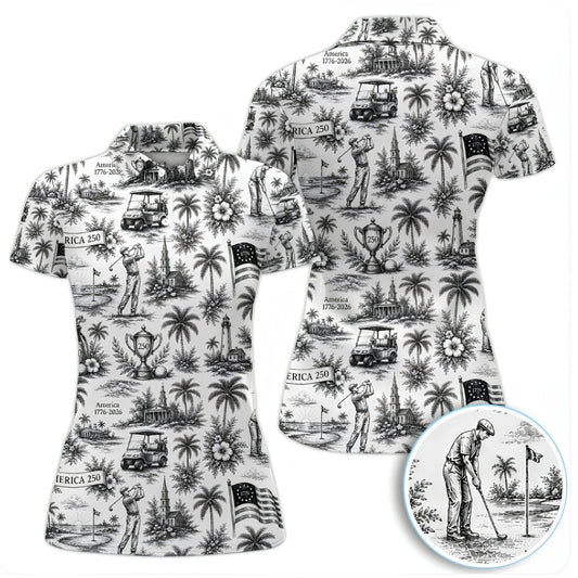 Women's Vintage 250th Anniversary Golf Polo Shirt, 4th Of July Golf Shirts For Ladies GZ0265