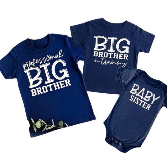 Professional Big Brother Big Brother In Training Pregnancy Announcement Matching Sibling T Shirt, Baby Reveal Matching Shirt For Siblings ET0961