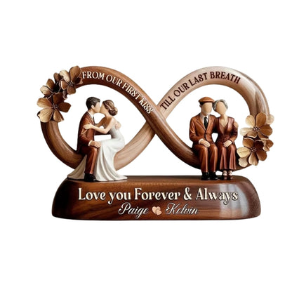 Custom Infinity Couple Wooden Plaque From Our First Kiss Till Our Last Breath, Custom Wedding Keepsake Wooden Block WD0812