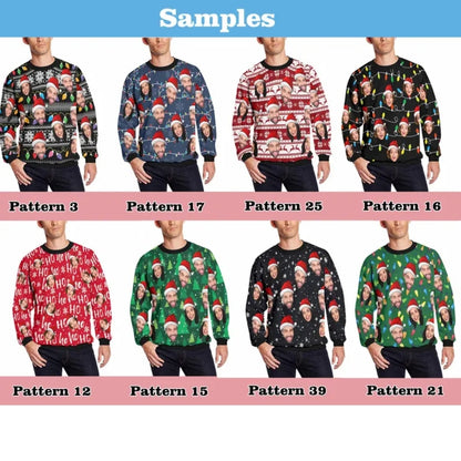 Custom Faces With Christmas Hat 3D Sweatshirt, Personalized Photo Christmas Sweatshirt 2D1100