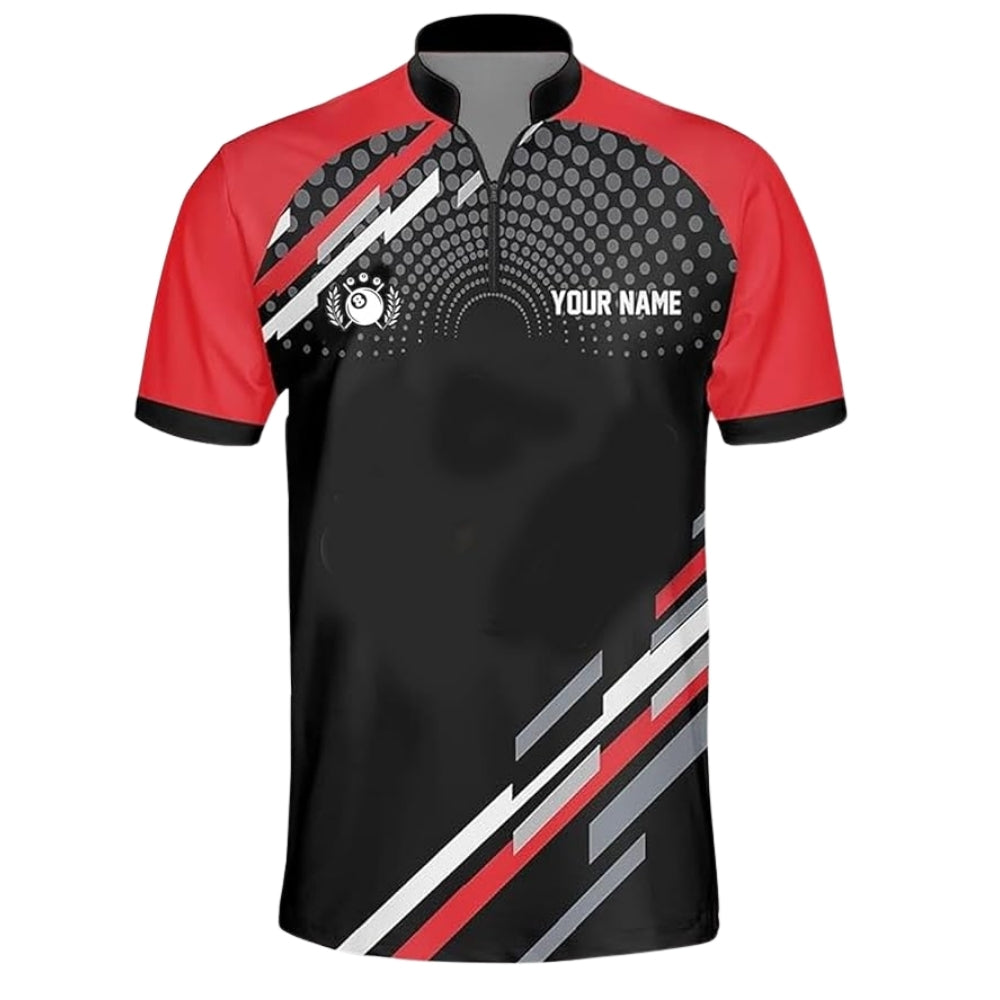 Custom Team Black And Red Billiard Jersey For Mens, Custom Pool Billiard Shirts BIZ0190