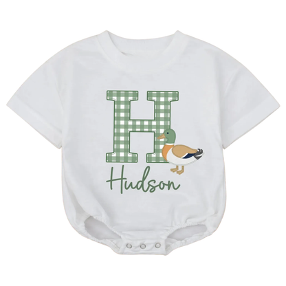 Custom Mallard Duck Baby Bubble T Shirt Romper With Name, Custom Hunting Duck Baby Romper BB0707