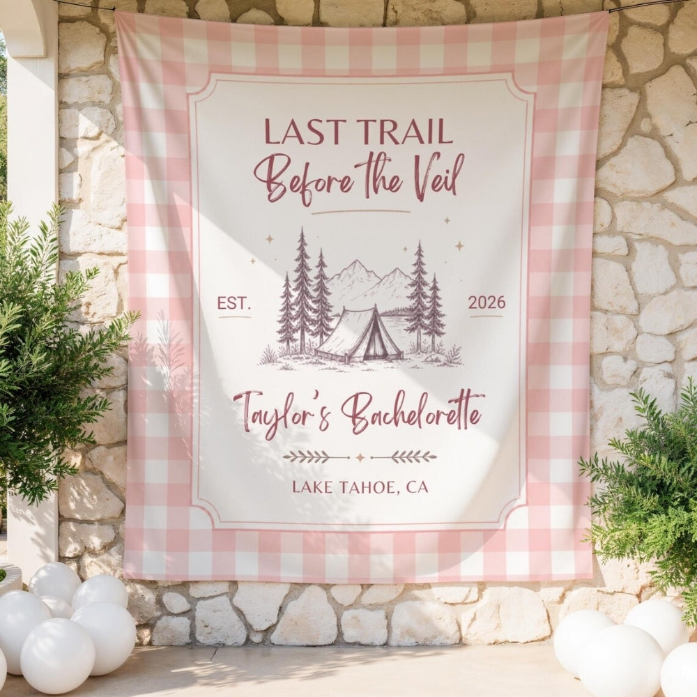 Custom Last Trail Before the Veil Bachelorette Banner, Custom Lake Party Bachelorette Sign WD0538