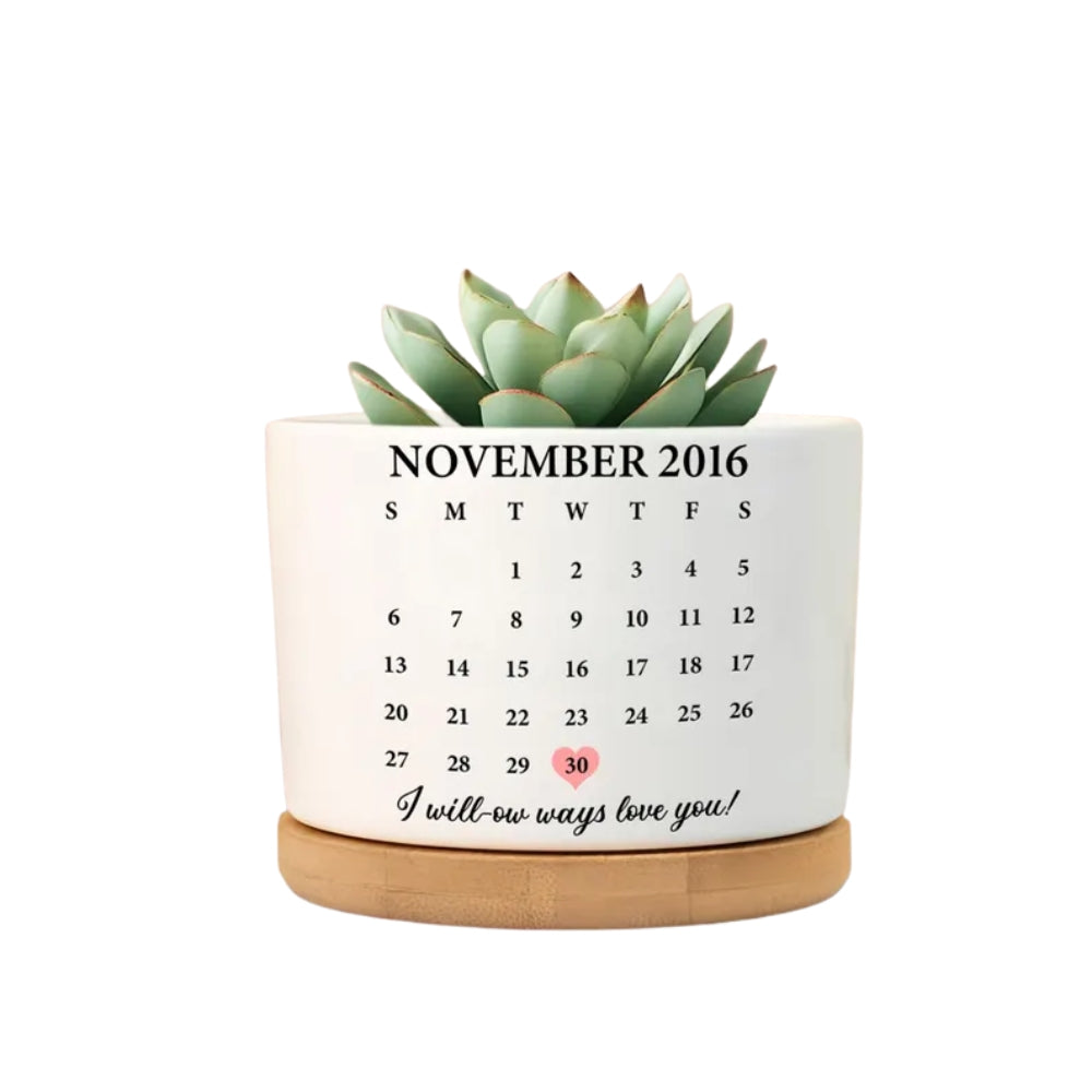 Personalized 9th Wedding Anniversary Willow Plant Pot, Personalized 9 Year Anniversary Plant Pot WD0018