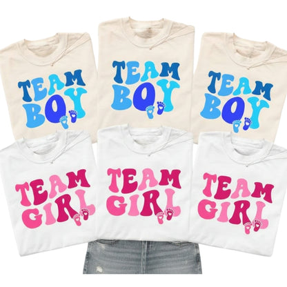 Team Boy Team Girl Matching Family T Shirts For Baby Shower Party, Gender Reveal Matching Family Shirts ET0412