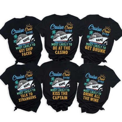 Most Likely To Custom Cruise Crew Matching Family T Shirts With 60 Quotes, Custom Funny Cruise Vacation Shirts For Family ET0269