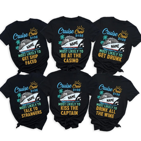 Most Likely To Custom Cruise Crew Matching Family T Shirts With 60 Quotes, Custom Funny Cruise Vacation Shirts For Family ET0269