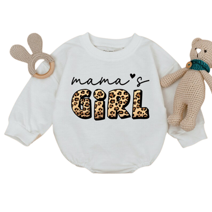 Leopard Mama's Girl Baby Romper Sweatshirt, Mama Daughter Baby Onesie BB0290