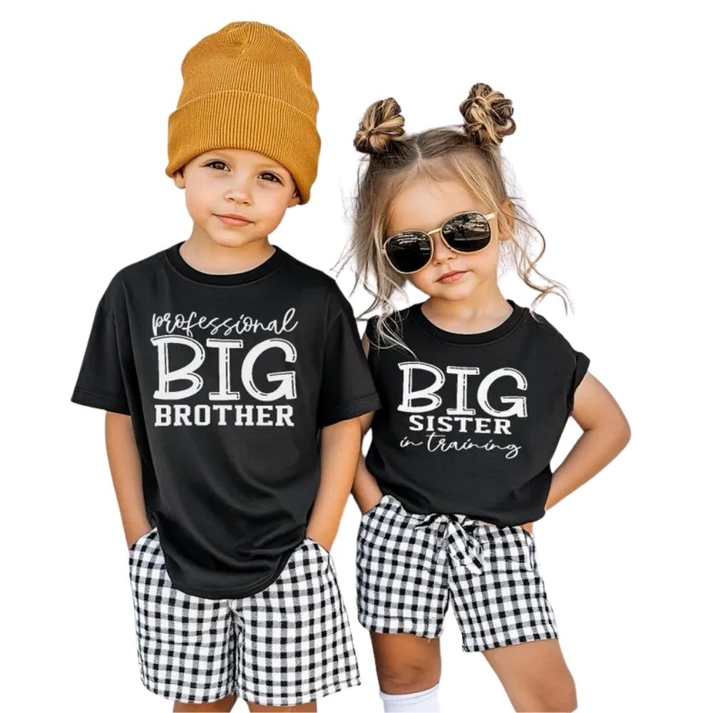 Professional Big Brother Big Brother In Training Pregnancy Announcement Matching Sibling T Shirt, Baby Reveal Matching Shirt For Siblings ET0961