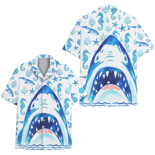Men's Shark Hawaiian Shirt, Shark Lover Hawaiian Shirts HE0301