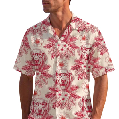 Custom Dog Face Toile De Jouy Hawaiian Shirts For Men Women, Custom Pet Photo Tropical Hawaiian Shirts HE0200