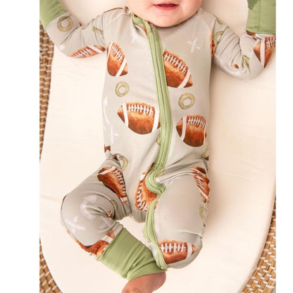 Football Baby Convertible Zipper Romper, Baby Football Lover Convertible Romper BB0344