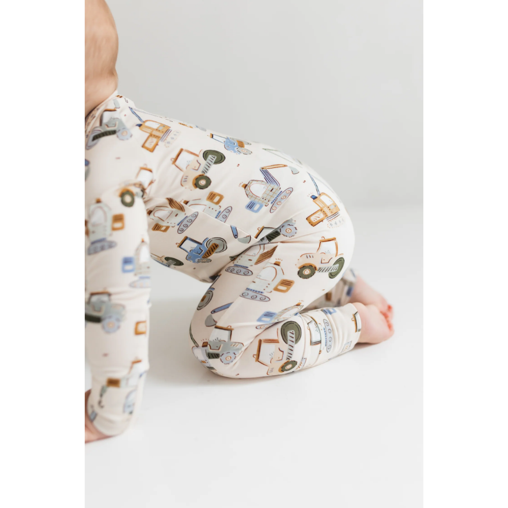 Excavator Baby Convertible Romper Zipper, Construction Excavator Baby Romper Convertible BB0729
