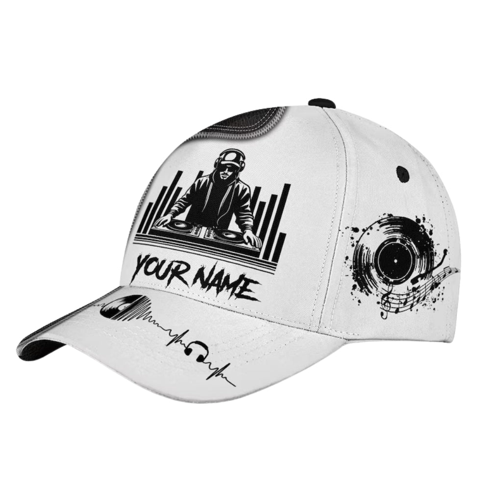 Personalized Name DJ Baseball Cap, Custom Disc Jockey 3D Hats Caps CP0114