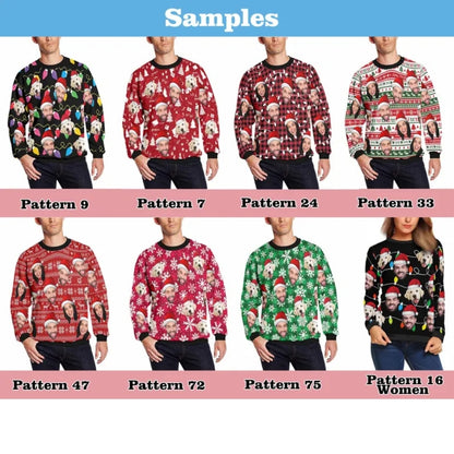 Custom Faces With Christmas Hat 3D Sweatshirt, Personalized Photo Christmas Sweatshirt 2D1100