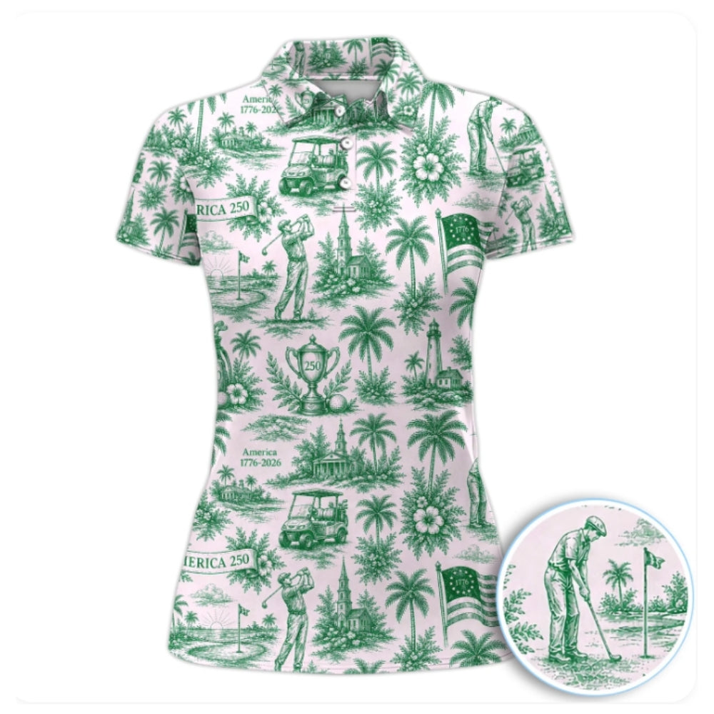 Women's Vintage 250th Anniversary Golf Polo Shirt, 4th Of July Golf Shirts For Ladies GZ0265
