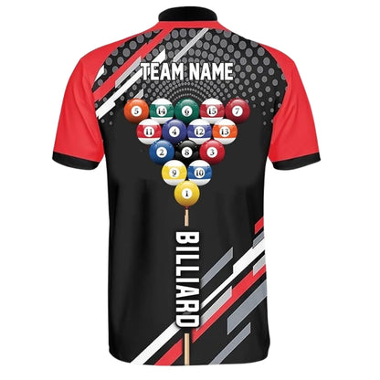 Custom Team Black And Red Billiard Jersey For Mens, Custom Pool Billiard Shirts BIZ0190