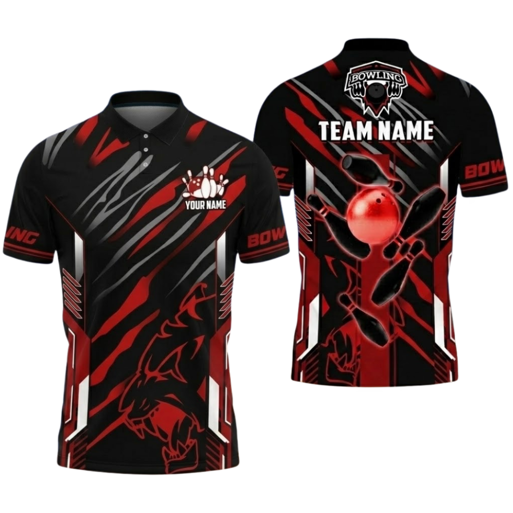 Black And Gold Custom Team Bowling Polo Shirt For Men, Custom Bowling Shirt BZ0802