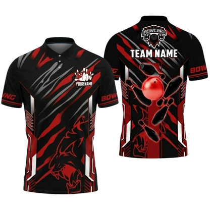 Black And Gold Custom Team Bowling Polo Shirt For Men, Custom Bowling Shirt BZ0802