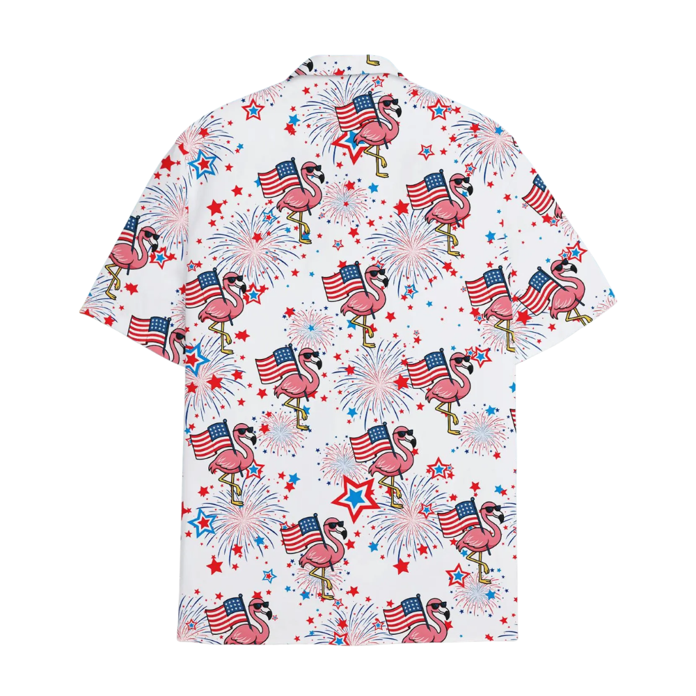 Flamingo American Flag Hawaiian Shirt For Men Women, 4th Of July Flamingo Hawaiian Shirts HE0347