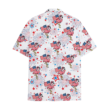 Flamingo American Flag Hawaiian Shirt For Men Women, 4th Of July Flamingo Hawaiian Shirts HE0347