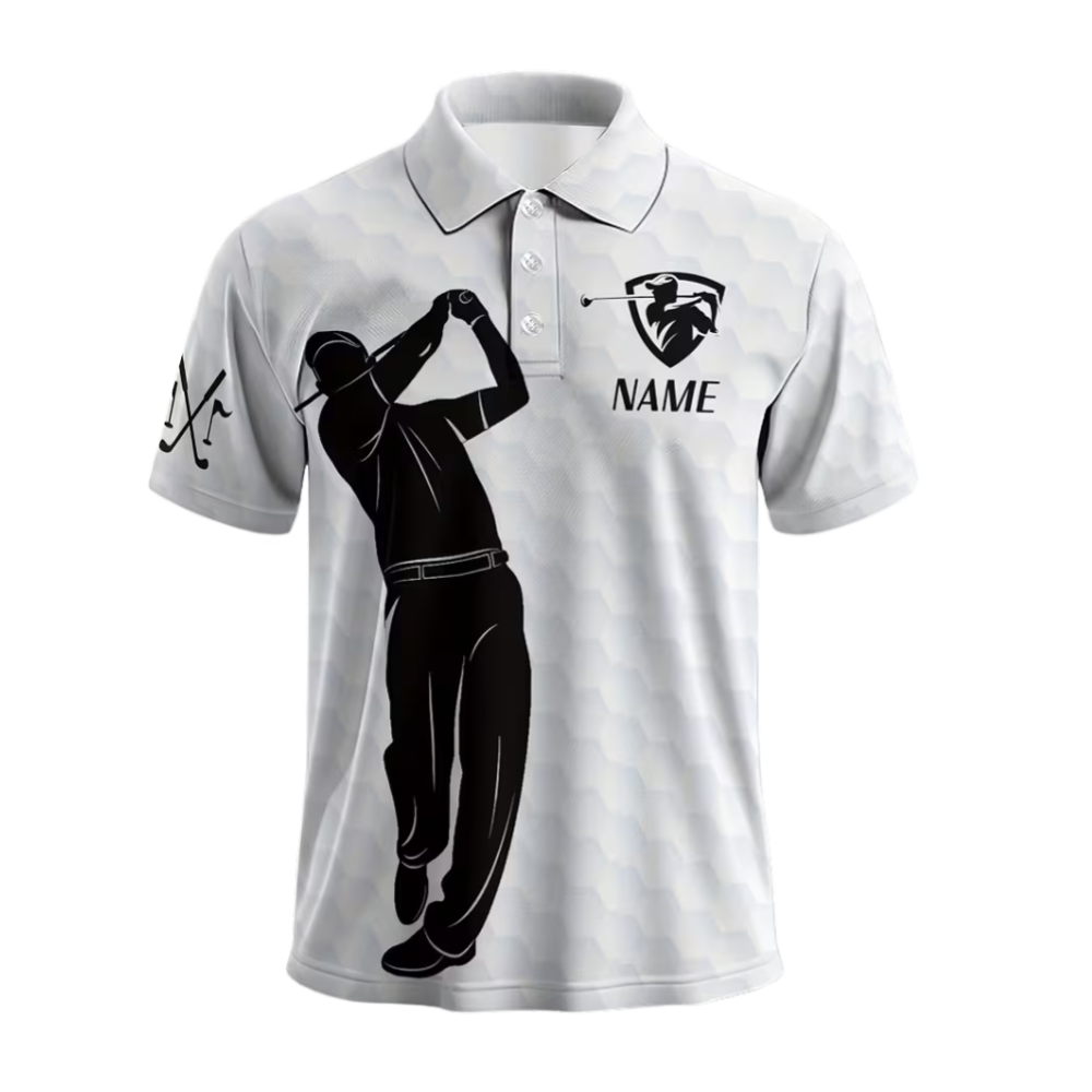 I Hate Golf Nice Shot I Love Golf Personalized Black White Golf Polo Shirts For Mens, Custom Funny Golf Shirt GU0005