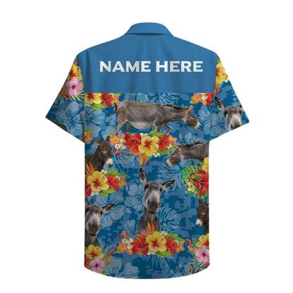 Custom Donkey Tropical Men Women Hawaiian Shirt With Name, Custom Donkey Hawaiian Shirts HE0482
