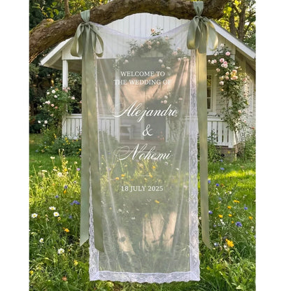 Personalized Wedding Lace Welcome Banner, Custom Lace Wedding Welcome Signs WD0234