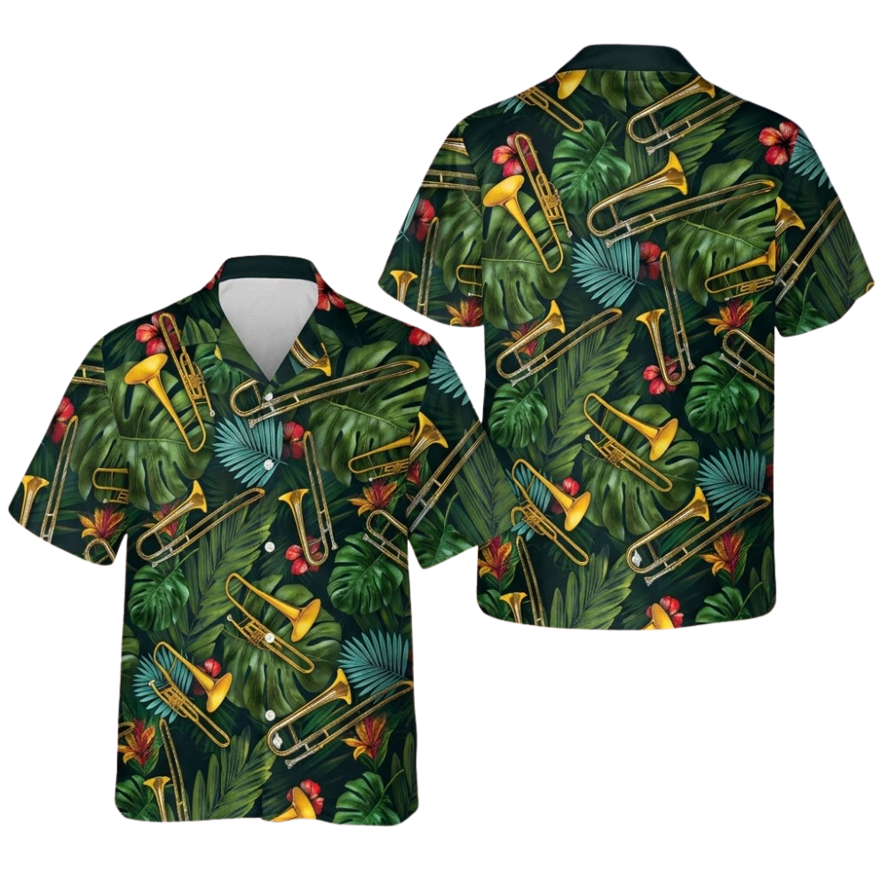 Trombone Tropical Hawaiian Shirt For Men Women, Trombone Hawaiian Shirt HE0668