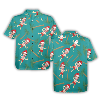 Custom Photo Christmas Tropical Hawaiian Shirt For Men Women, Custom Funny Faces Christmas Hawaiian Shirt HE0880