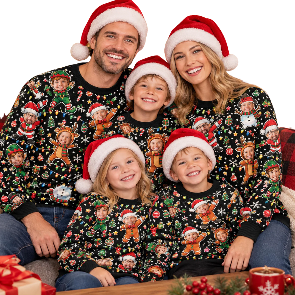 Custom Family Photo Christmas Ugly Sweater, Custom Faces Ugly Christmas Sweatshirt 2D1173