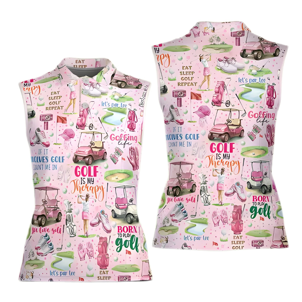 Golf Is My Therapy Born To Play Golf Women's Golf Polo Shirt, Funny Golf Shirt Women GE0252