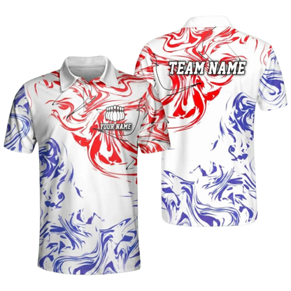 Custom Mens Team Purple White Bowling Polo Shirt, Custom Bowling Shirts BZ0480