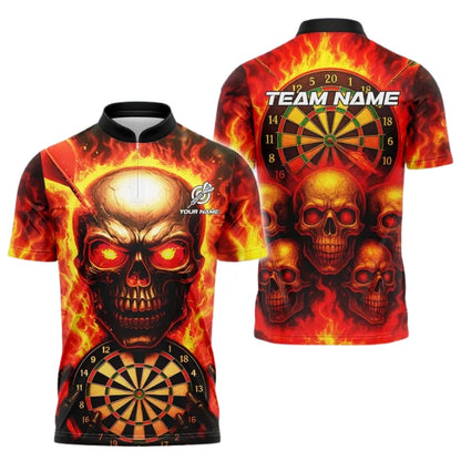 Custom Flame Skull Darts Men Jersey, Custom Skull Dart Team Shirts DE0008