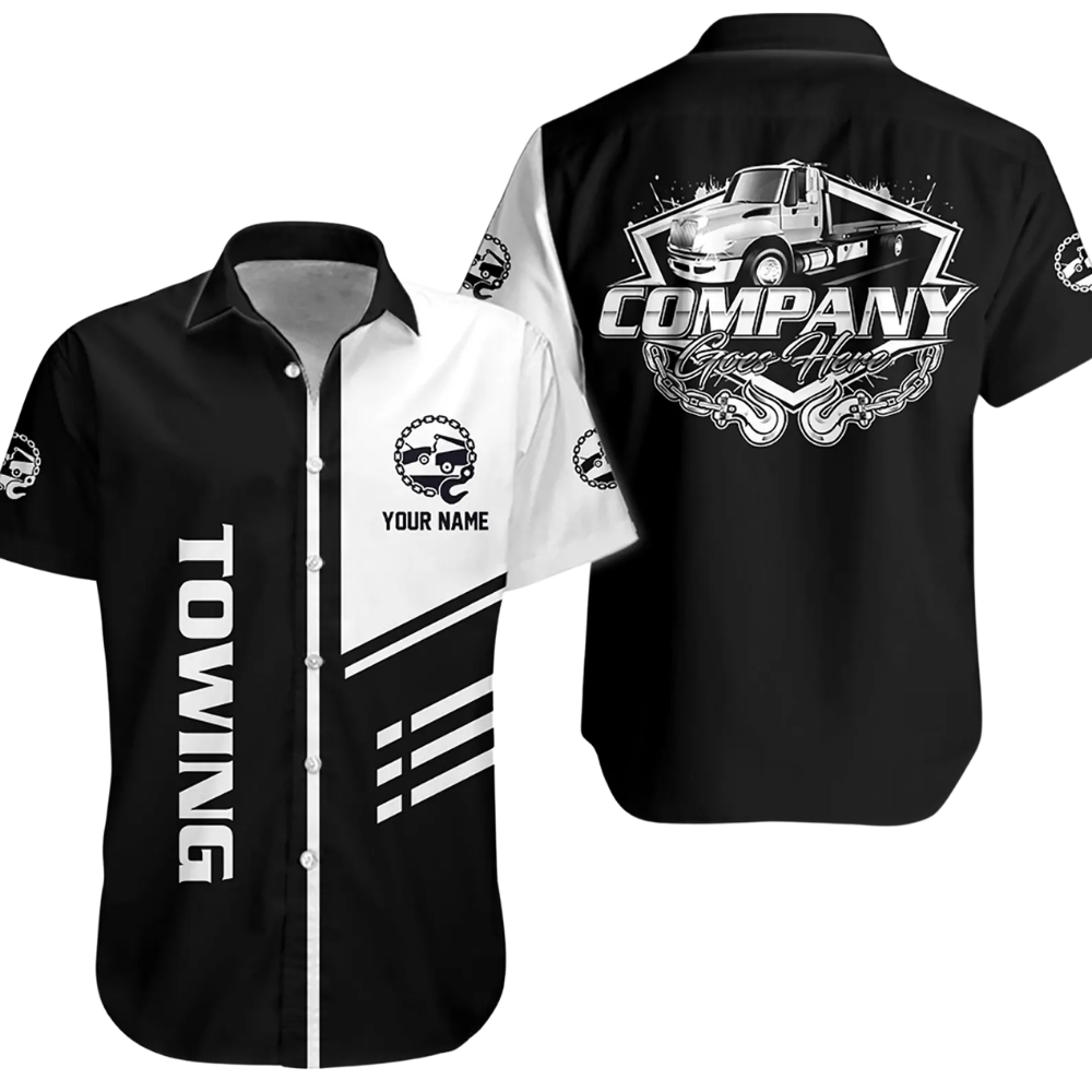 Custom Tow Truck Company Hawaiian Shirt Men, Personalized Truck Mechanic Uniforms HE0676