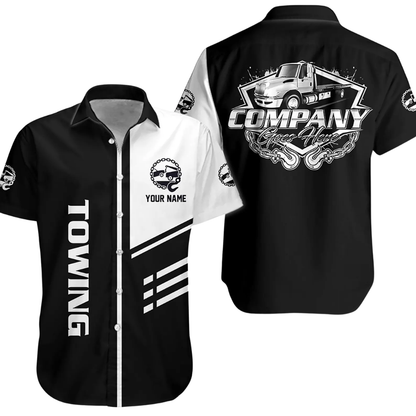 Custom Tow Truck Company Hawaiian Shirt Men, Personalized Truck Mechanic Uniforms HE0676