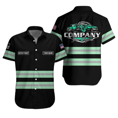 Custom Tow Truck Work Hawaiian Shirt For Men, Personalized Mechanic Hawaiian Uniform Shirts HE0155
