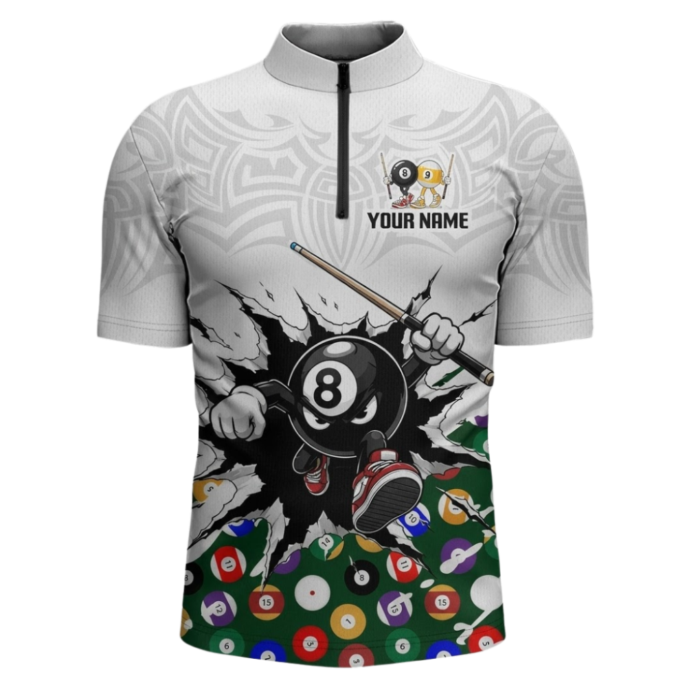 Custom Team 8 Ball 9 Ball Billiard Men's Jersey Shirts, Custom Team Billiard Shirts BIZ0344