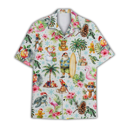 Santa Tropical Hawaiian Shirt For Men Women, Christmas Beach Hawaiian Shirt HE0912