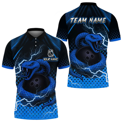 Snake Bowling Ball Custom Green Bowling Mens Polo Shirt, Custom Snake Bowling Team Shirts BE0196
