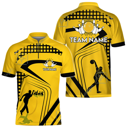 Custom Team Yellow Bowling Jersey For Men, Custom Bowling Shirts BZ0628