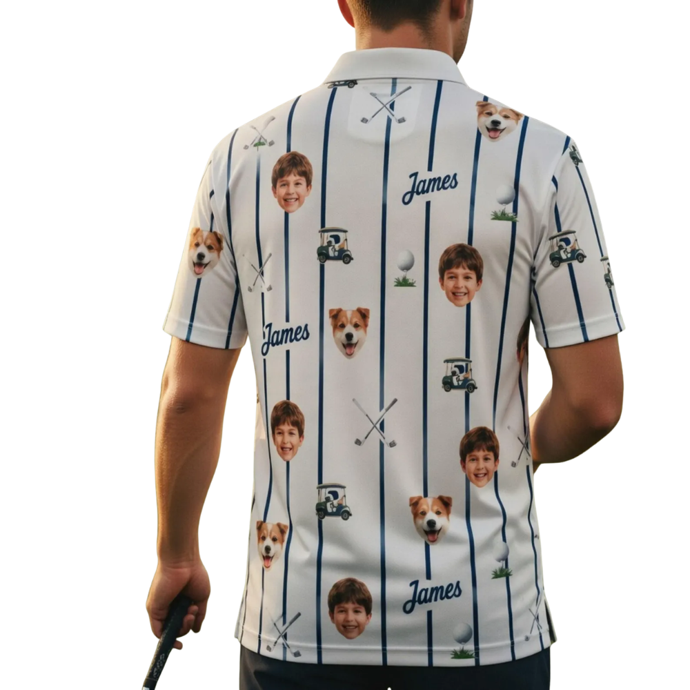 Custom Face Father's Day Golf Polo Shirt For Men, Custom Golf Shirt With Photo GE0504
