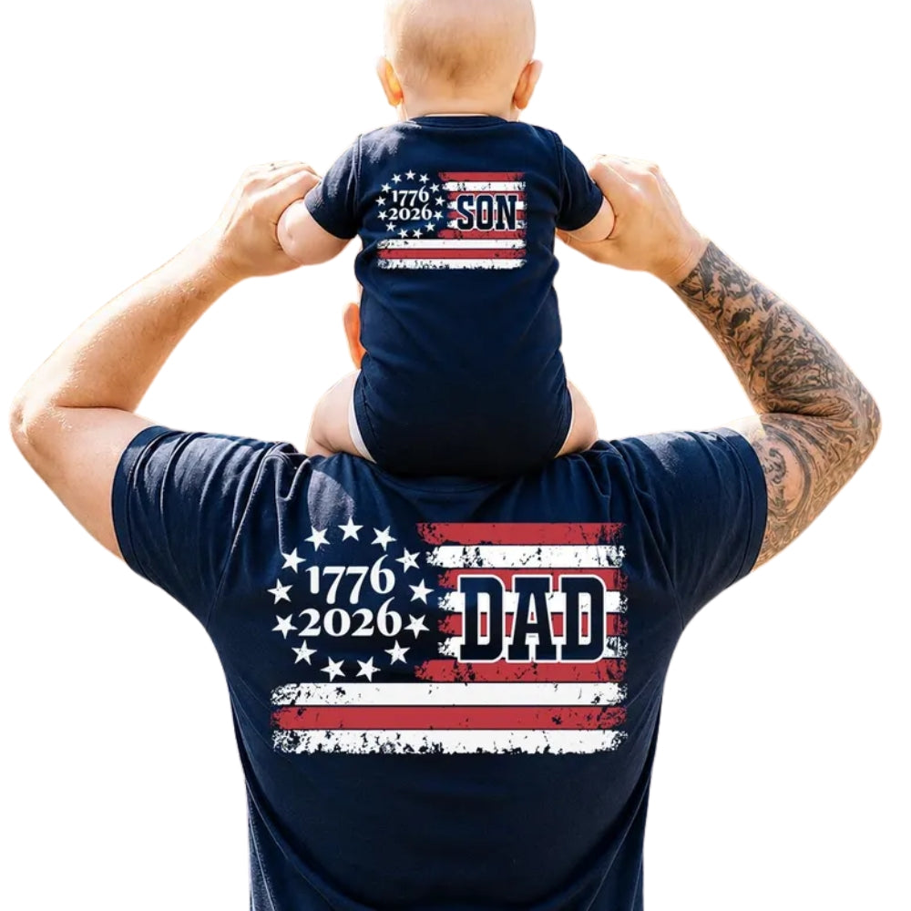1776-2026 American Flag Custom Family Matching T Shirt, Personalized Matching 4th Of July Family Shirts ET1003