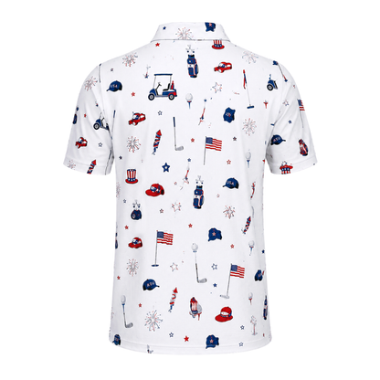 4th Of July Golf Polo Shirt For Men, Independence Day Golf Shirts GE0461